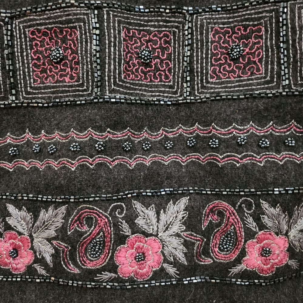 Beaded wool tote